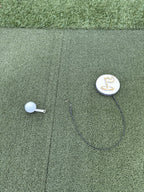 Top-down view of The Perfect Divot set up on a hitting mat